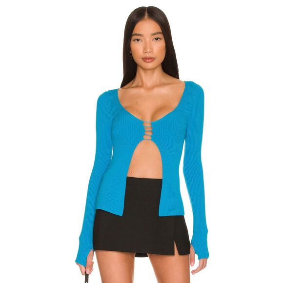 NBD Benni Sweater Cerulean Blue Revolve Retail $178 Ribbed